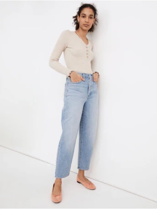 Madewell Denim - Madewell Balloon Jeans Womens 28 High Rise Denim Medium Wash Retro Barrel Leg